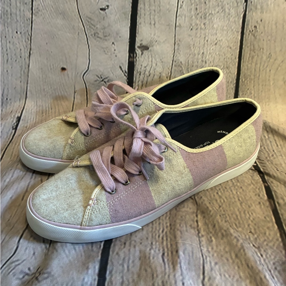 5/$20 Sperry Top-Sider Women's Purple Striped Wool‎ Blend Gray Pier Sneakers 10